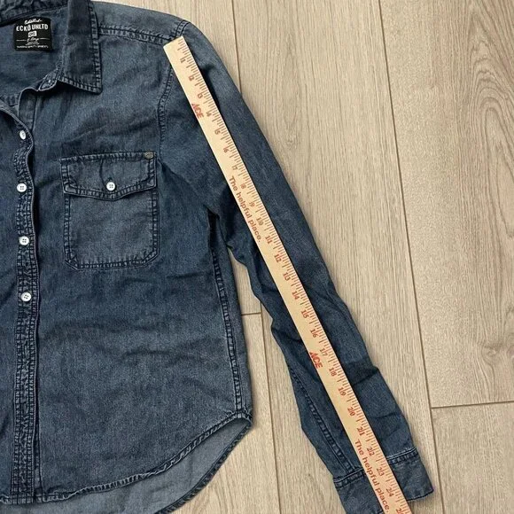 Ecko Unltd Men's Button Up Denim Shirt Slim Fit Blue Size XL - Picture 4 of 9